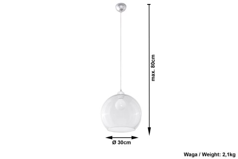 Lampa Wisząca BALL przezroczysta żyrandol kuchnia salon pokój Lampa Wisząca BALL przezroczysta żyrandol kuchnia salon pokój
