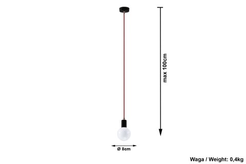 Lampa Wisząca EDISON Czarno-Czerwona żyrandol kuchnia salon pokój Lampa Wisząca EDISON Czarno-Czerwona żyrandol kuchnia salon pokój