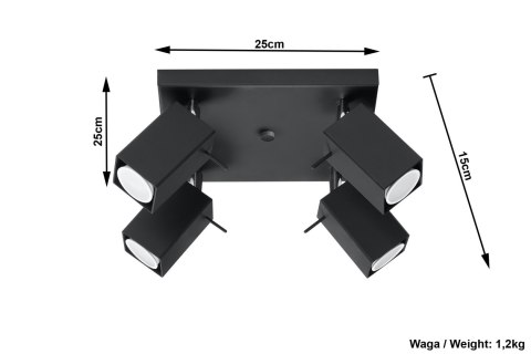 Plafon MERIDA 4 Czarny sufit sufitowa lampa spot punkt Plafon MERIDA 4 Czarny sufit sufitowa lampa spot punkt