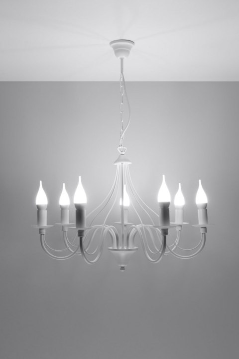 Żyrandol MINERWA 7 Biały wiszący salonowy lampa domowy Żyrandol MINERWA 7 Biały wiszący salonowy lampa domowy
