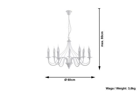 Żyrandol MINERWA 7 Biały wiszący salonowy lampa domowy Żyrandol MINERWA 7 Biały wiszący salonowy lampa domowy