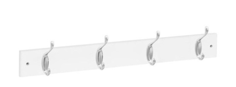 Listwa wieszakami Biała chrom ubrania 56cm 4 wieszaki Listwa wieszakami Biała chrom ubrania 56cm 4 wieszaki