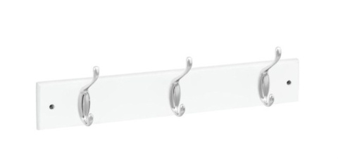 Listwa wieszakami Biała chrom ubrania 42cm 3 wieszaki Listwa wieszakami Biała chrom ubrania 42cm 3 wieszaki