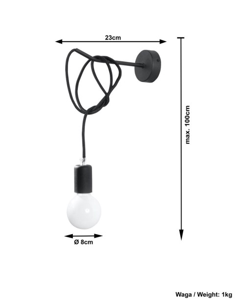 Kinkiet EDISON Czarny lampa domowa nowoczesna kuchnia salon jadalnia Kinkiet EDISON Czarny lampa domowa nowoczesna kuchnia salon jadalnia