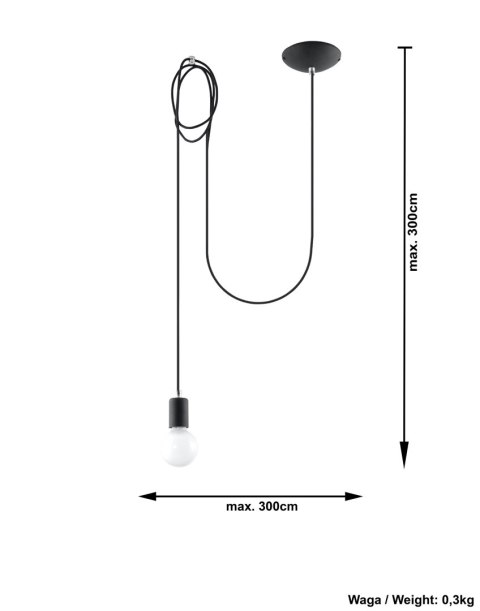 Lampa Wisząca EDISON 1 LONG Czarny lampa domowa nowoczesna kuchnia salon jadalnia Lampa Wisząca EDISON 1 LONG Czarny lampa domowa nowoczesna kuchnia salon jadalnia