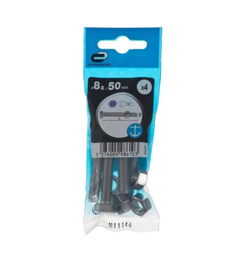 Śruba 8x50mm metryczny skok gwintu 4 szt łeb 6-kątny Śruba 8x50mm metryczny skok gwintu 4 szt łeb 6-kątny