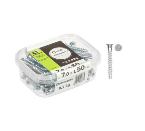 Wkręty 7x50mm opak 0,5kg srebrne stal węglowa Wkręty 7x50mm opak 0,5kg srebrne stal węglowa