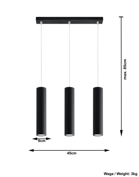 Lampa Wisząca LAGOS 3 Czarny Lampa Wisząca LAGOS 3 Czarny