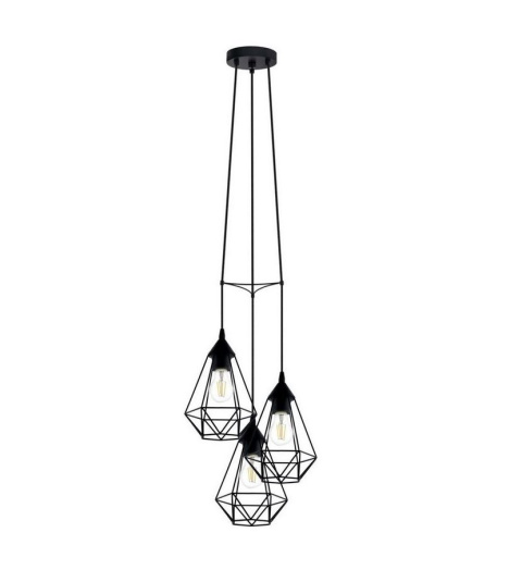 Lampa wisząca potrójna Indust E27 60W czarna design Lampa wisząca potrójna Indust E27 60W czarna design