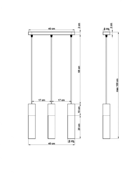 Lampa wisząca BORGIO 3 czarny Lampa wisząca BORGIO 3 czarny